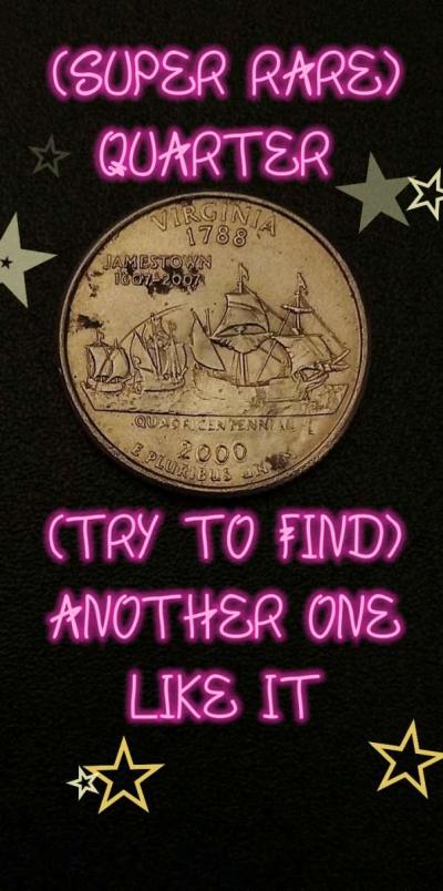 SUPER RARE QUARTER PENNY STAMPED ON FACE OF QUARTER - Thumbnail 2