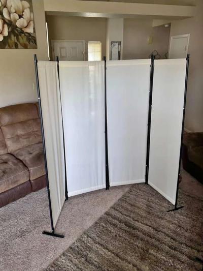 4 panel room divider privacy screen partition off white - Thumbnail 2