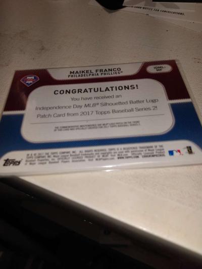 2017 Topps commemorative Independence Day logo patch Maikel - Thumbnail 2