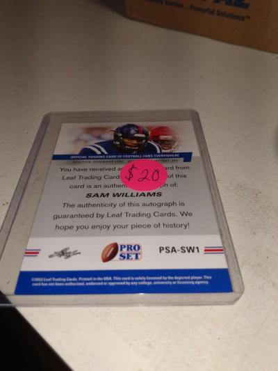 2022 Sam Williams autographed pro set rookie card - Thumbnail 2