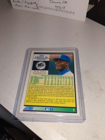 1992 score card number one Ken Griffey Jr - Thumbnail 2
