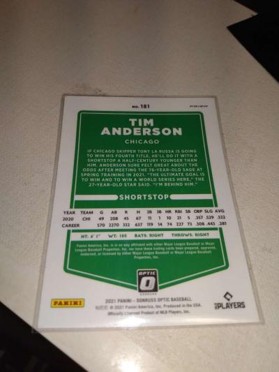 2021 Panini optic pink border Tim Anderson - Thumbnail 2