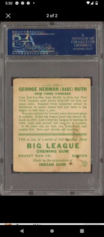 1933 Babe Ruth - Thumbnail 2