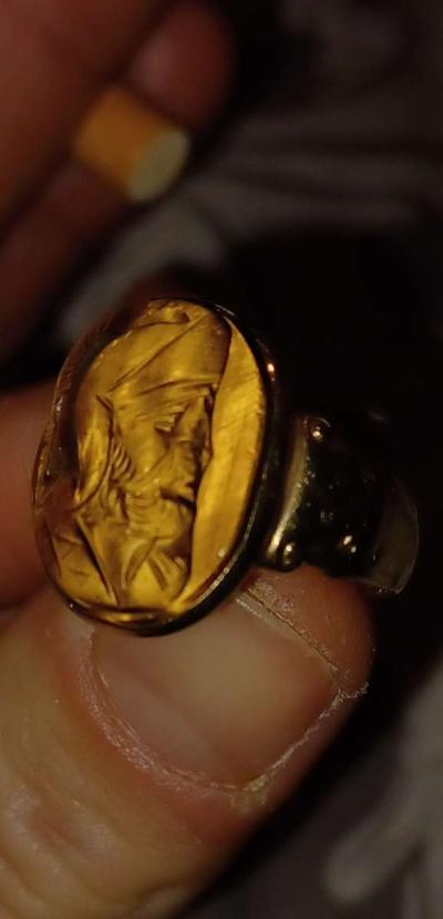 Rare unique Victorian Intaglio tigers eye unisex ring - Thumbnail 2