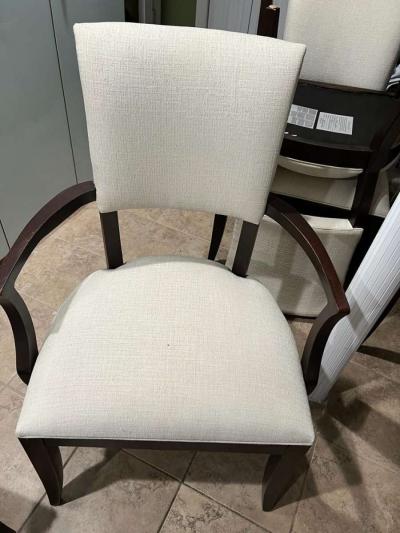 Six Ethan Allen Chair Neutral Linen Upholstery - Thumbnail 3