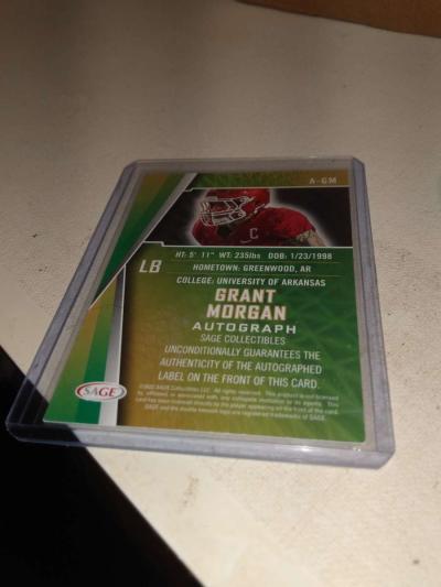 2022 sage Grant Morgan autograph - Thumbnail 2