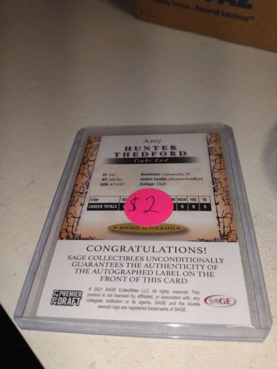 2021 premier draft autographed card Hunter thed Ford - Thumbnail 2