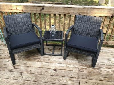 3pc outdoor patio balcony porch wicker furniture set - Thumbnail 2