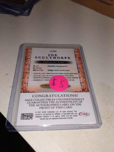 2021 premier draft autograph Joe Sculthorpe - Thumbnail 2