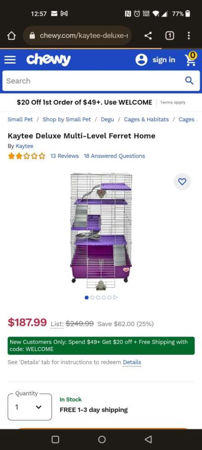 KAYTEE MULTI LEVEL FERRET CAGE - Thumbnail 3