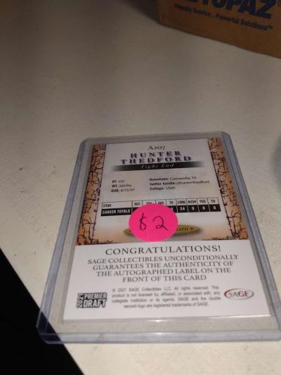 2021 premier draft Hunter thed Ford autographed rookie card - Thumbnail 2