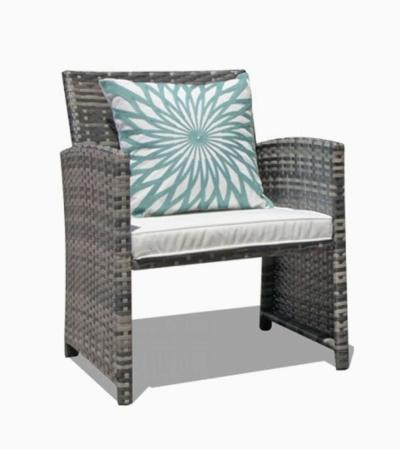 3pc outdoor patio set gray wicker with cream color cushion - Thumbnail 6