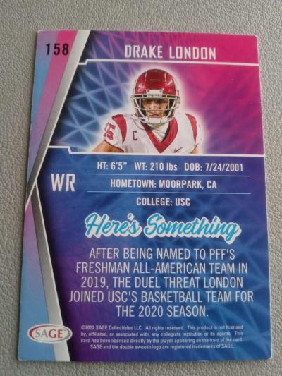 2022 SAGE HIT DRAKE LONDON ROOKIE - Thumbnail 2