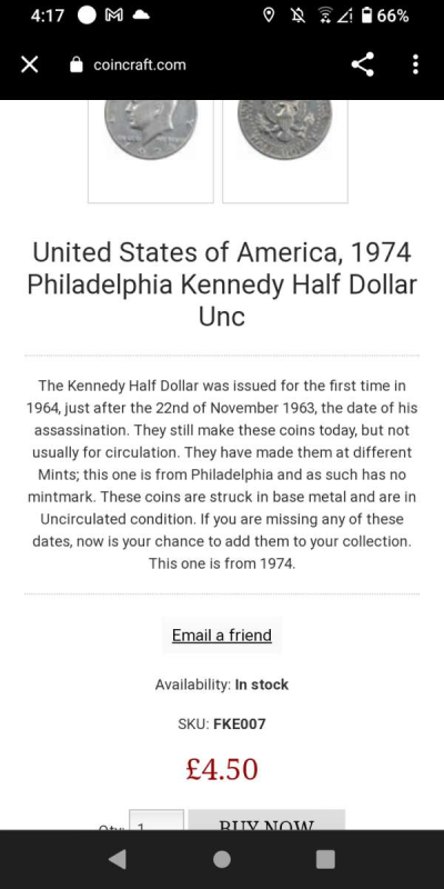 1974 half Kennedy silver dollar - Thumbnail 2