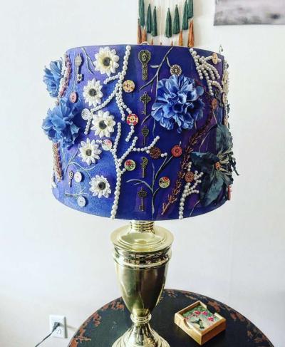 upcycled hand crafted and hand painted Lamp - Thumbnail 3
