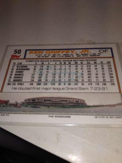 1992 Topps card number 50 Junior - Thumbnail 2