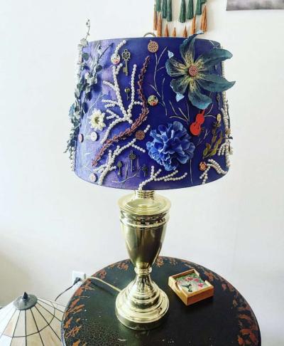 upcycled hand crafted and hand painted Lamp - Thumbnail 5