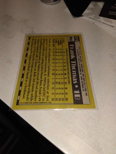 1990 Topps rookie card Frank Thomas - Thumbnail 2