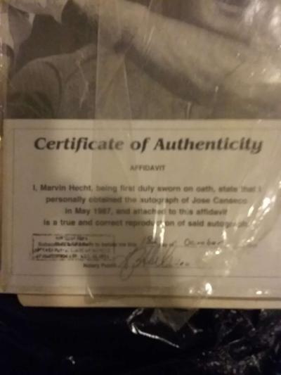 Jose Canseco autographed print - Thumbnail 2