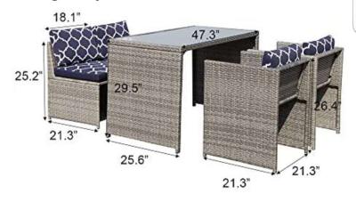 5pc outdoor patio dining set 4 chairs with 1 dining table - Thumbnail 5