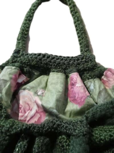 Handmade Crocheted Fat Bottom Bag Lined - Thumbnail 2