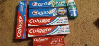 colegate and Crest toothpaste new unopened   pick up only