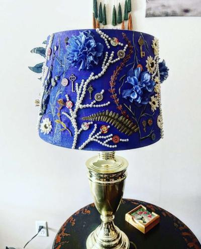 upcycled hand crafted and hand painted Lamp - Thumbnail 2