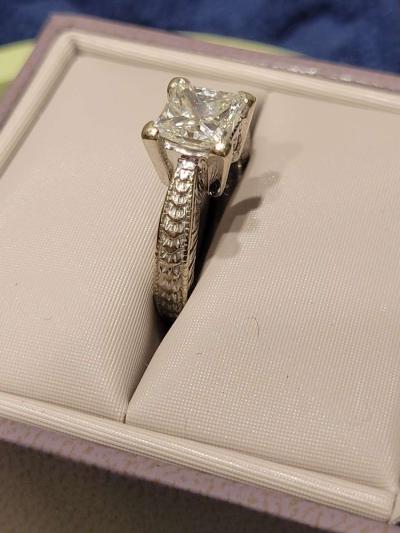 146 Caret Princess Cut Engagement Ring With Apprised - Thumbnail 4