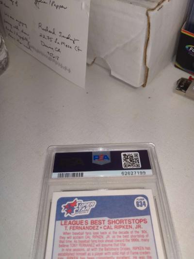 1990 Fleer card number 634 Tony Fernandez Cal ripken Jr PSA - Thumbnail 4
