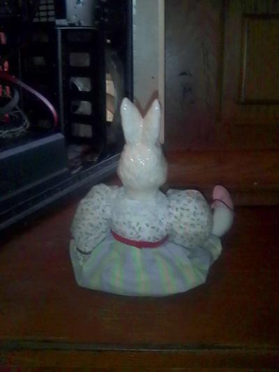 vintage ceramic and cloth bunny - Thumbnail 3