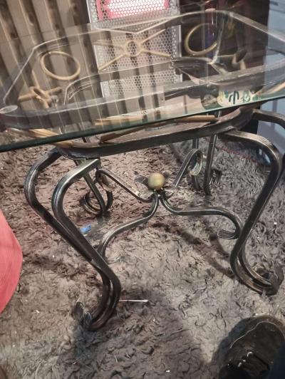 Wrought Iron Square Side Coffee Table - Thumbnail 2