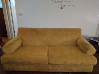 used yellow leather couch - Thumbnail 3