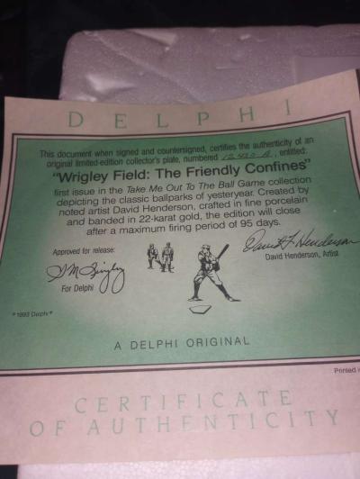 Wrigley field collectors plate 1993 - Thumbnail 2