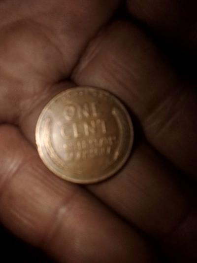 1957 d wheat penny with obverse error on the b on liberty - Thumbnail 2