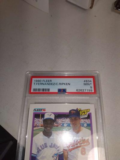 1990 Fleer card number 634 Tony Fernandez Cal ripken Jr PSA - Thumbnail 2