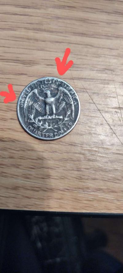RARE 1967 no mint Quarter with errors and die - Thumbnail 3