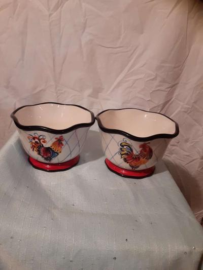 a set of two rooster bowls - Thumbnail 2