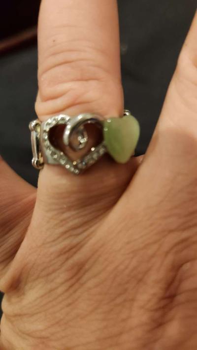 adjustible Jade and faux diamonds ring - Thumbnail 6