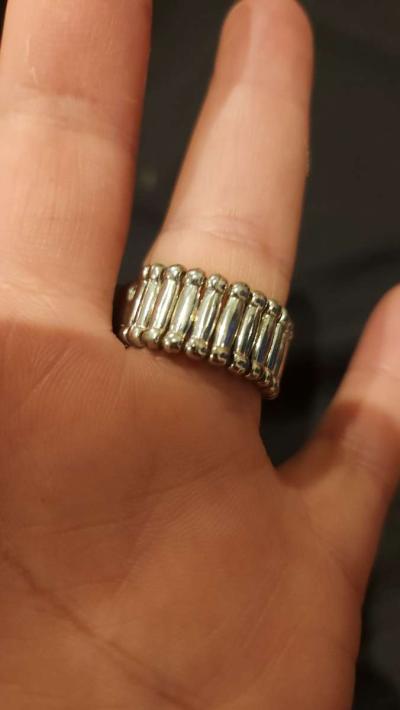 adjustible Jade and faux diamonds ring - Thumbnail 3