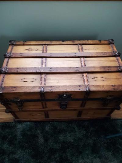 antique trunk with tray