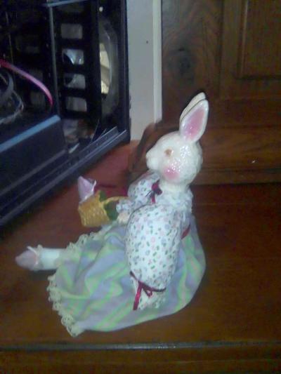 vintage ceramic and cloth bunny - Thumbnail 2