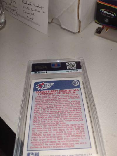 1990 Fleer card number 634 Tony Fernandez Cal ripken Jr PSA - Thumbnail 3