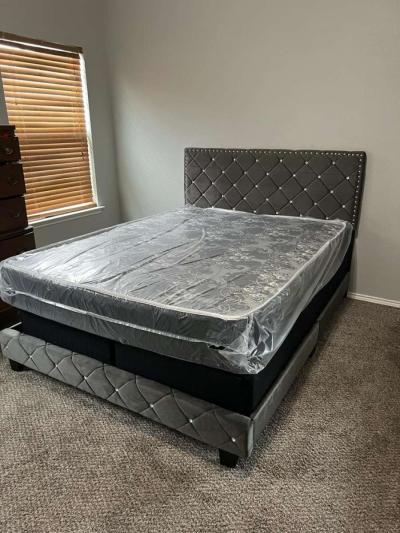 Bed Frames with box spring and mattress complete set - Thumbnail 2