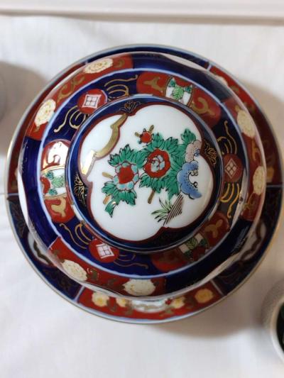 1970s Gold Imari Petite Porcelain Hand Painted Ginger Jar - Thumbnail 2