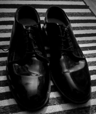 Bates Mens Black Leather Uniform Oxford sz 10E Dress Shoes - Thumbnail 5