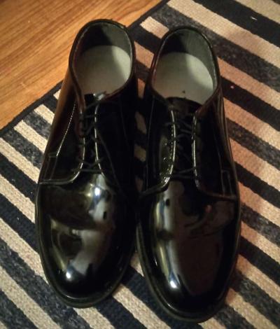 Bates Mens Black Leather Uniform Oxford sz 10E Dress Shoes - Thumbnail 3