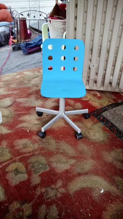 Childrens Blue IKEA Computer Swivel Chair - Thumbnail 2