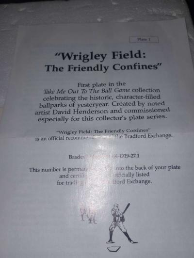 Wrigley field collectors plate 1993 - Thumbnail 3