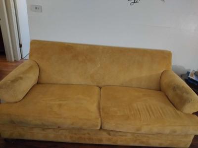 used yellow leather couch - Thumbnail 2