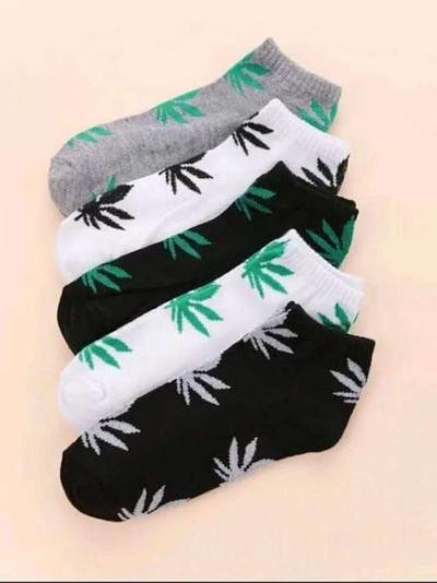 Leaf Print Best Ankle Socks 5prs New - Indianapolis, Indiana